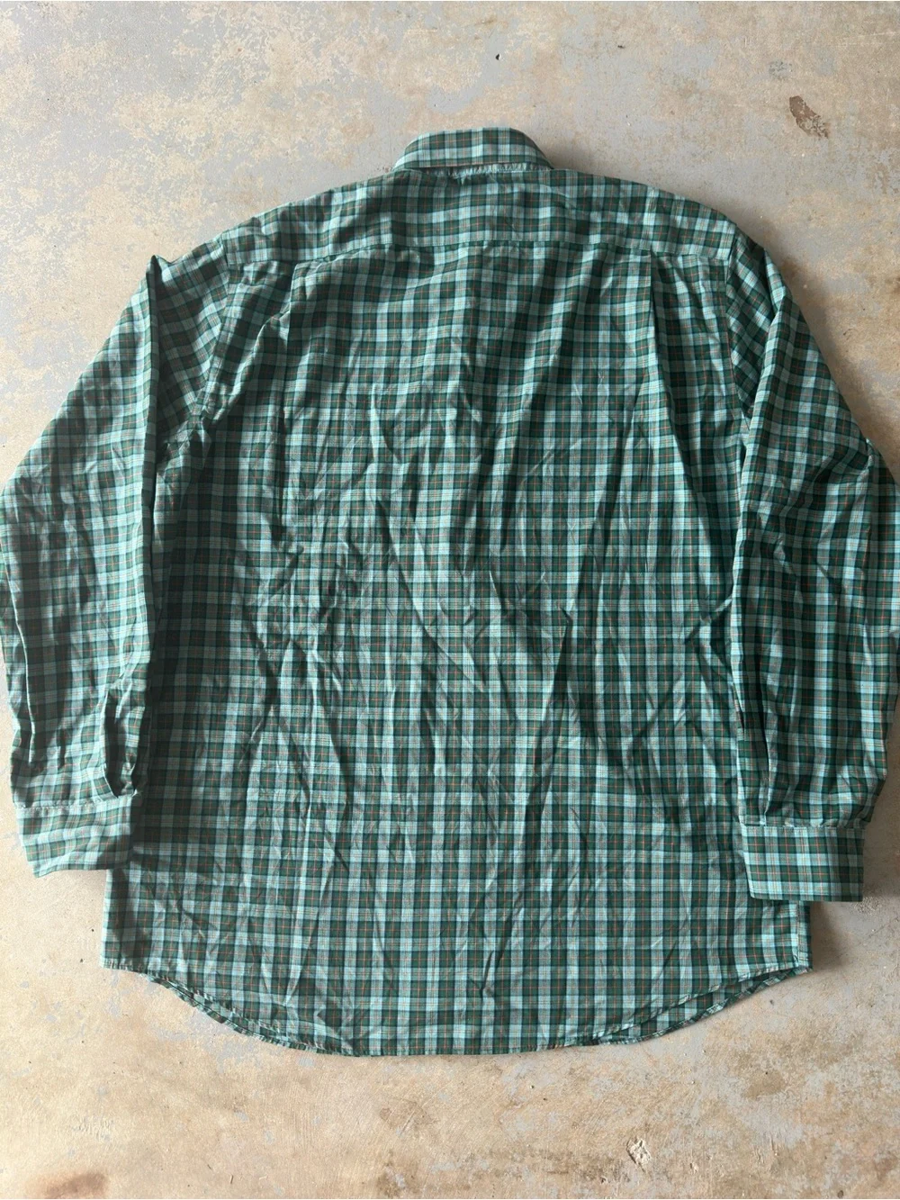 L.L. Bean Men's Teal and Dark Green Plaid Button-Down Shirt